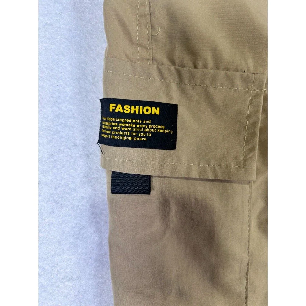 SHEIN Mens Cargo Jogger Pants Khaki Size M Utility Tactical Pockets Elastic Wais
